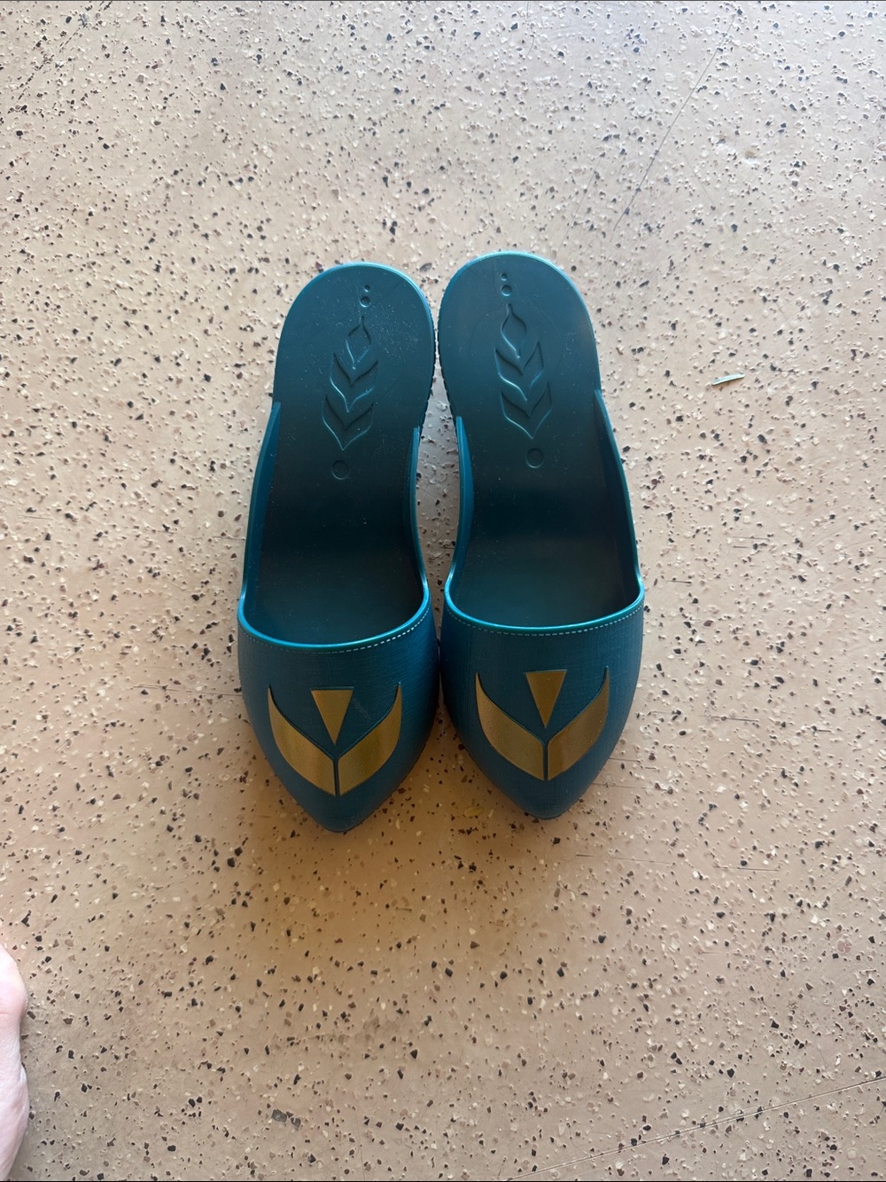Kids Frozen Anna Teal Slip-On Costume Shoes with Gold Accent